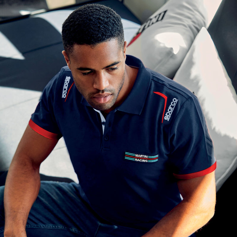 Sparco Martini Racing Polo Shirt - White/Navy