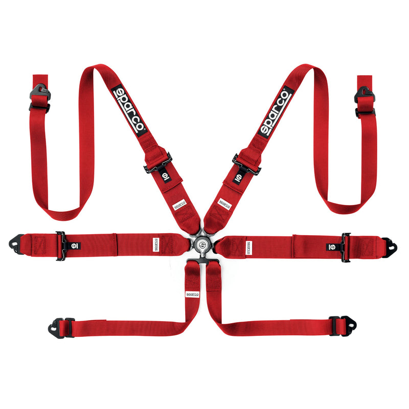 Sparco Competition H-3+2 6-Point Racing Harness – Red