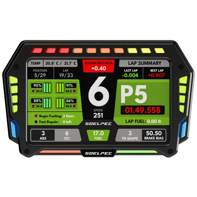 SOELPEC XR-7 Display – Sim Racing Touchscreen with RGB Telemetry (Black) - Sim Race Webshop B.V.