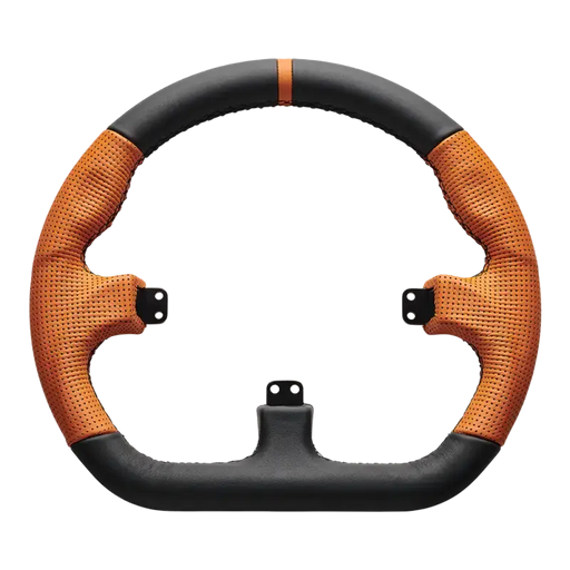 Asetek SimSports closed D orange leather rim - Asetek SimSports - Sim Race Webshop product image 1