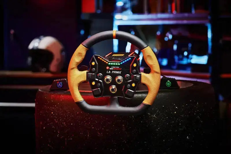 Asetek SimSports closed D orange leather rim - Asetek SimSports - Sim Race Webshop product image 5