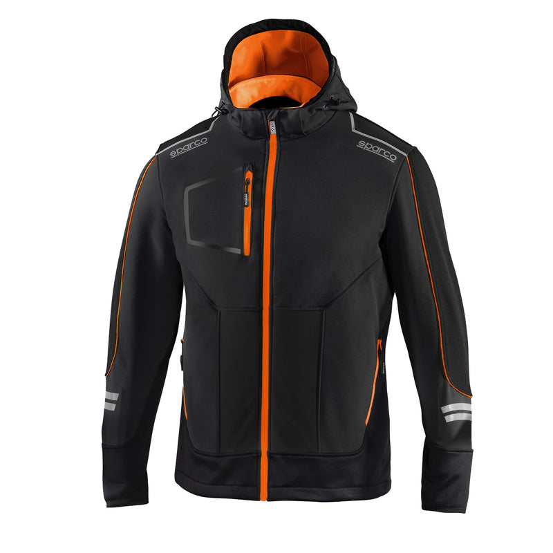 Sparco Tech York Softshell Jacket — Black/Orange fluo