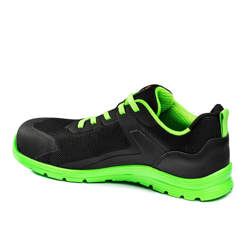 Sparco Safety Shoes S1PS Practice Rinus ESD Sneaker Unisex Black/Fluorescent Green — Black/Fluo green