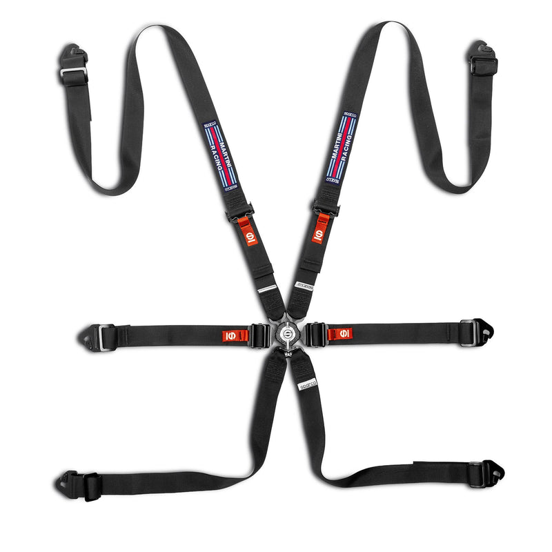 Sparco Competition H 6-Point Racing Harness - Martini Racing — Black