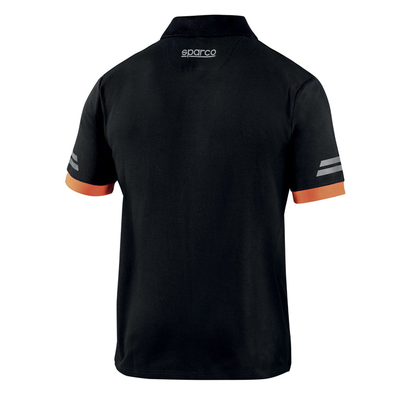 Sparco Tech Toledo Polo Shirt — Black/Orange fluo