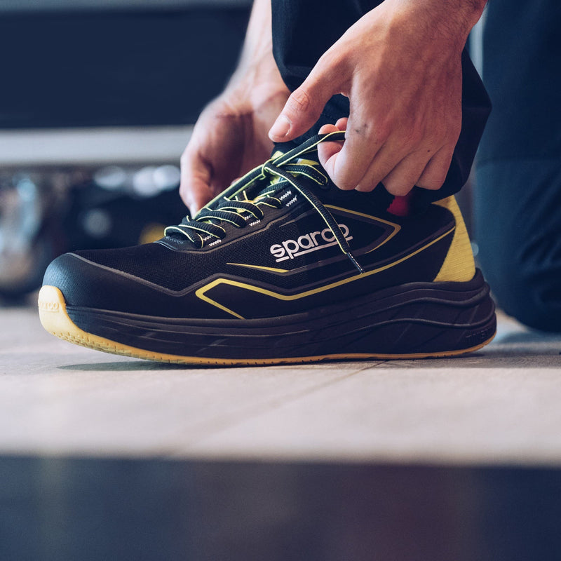 Sparco Safety Shoes S1PS Teamwork Luton ESD Sneaker Unisex Black/Fluorescent Green — Black/Yellow fluo
