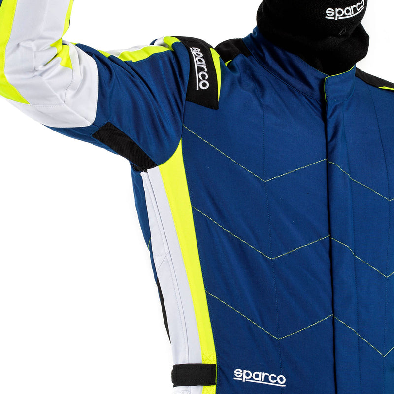 Sparco Kerb Advanced Karting Suit — Light blue/Fluorescent yellow