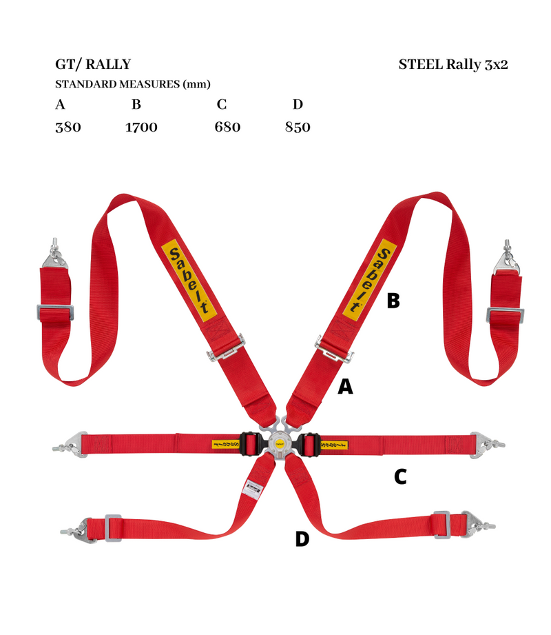 Sabelt Steel Rally 3x2 6-Point Harness